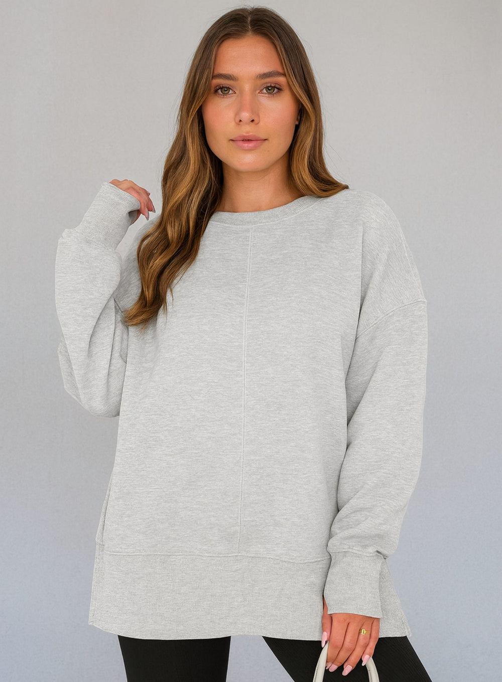 Oversized Round Neck Pullover - Gray - VECTOR SPORTSWEAR