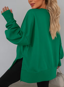 Oversized Round Neck Pullover - Green - VECTOR SPORTSWEAR