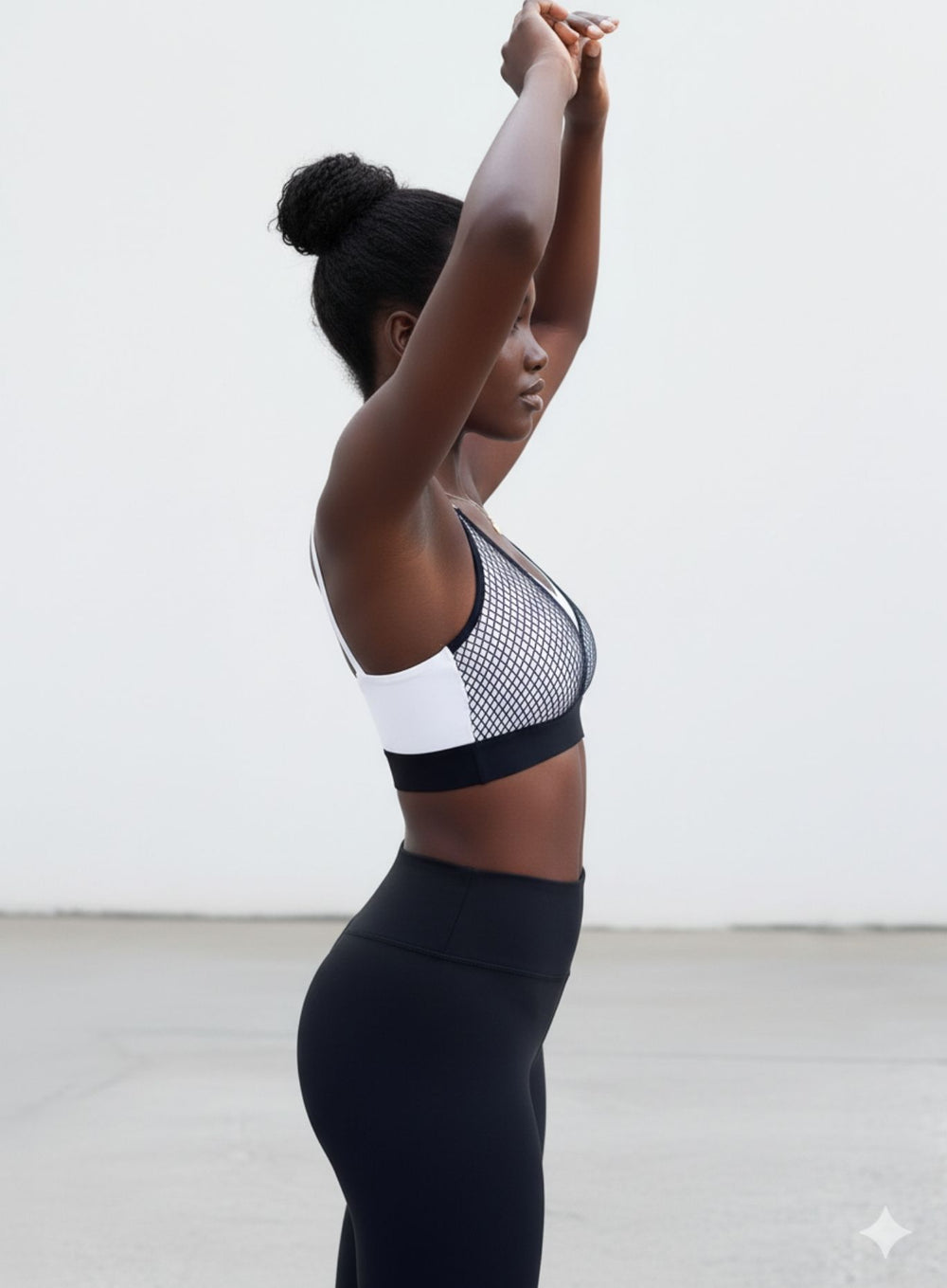 Performance Mesh Sports Bra - Black & White - VECTOR SPORTSWEAR