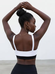 Performance Mesh Sports Bra - Black & White