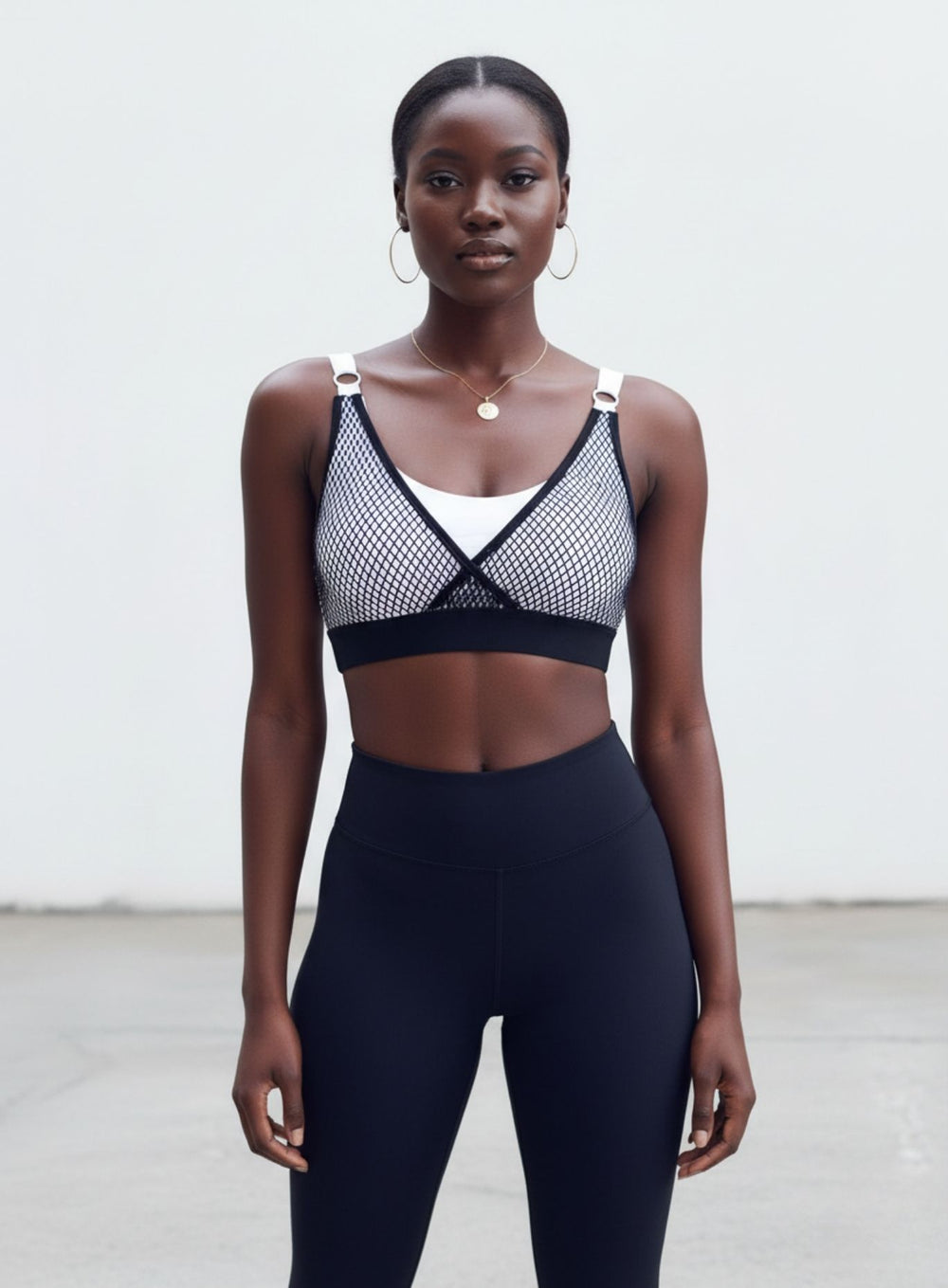 Performance Mesh Sports Bra - Black & White - VECTOR SPORTSWEAR