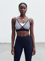 Performance Mesh Sports Bra - Black & White