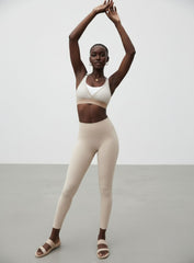 Performance Mesh Sports Bra - Khaki & White