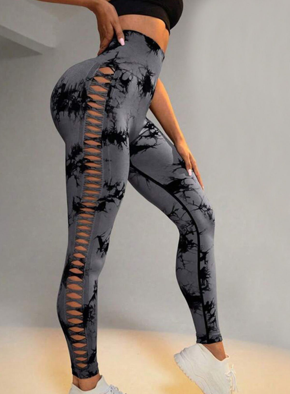 RIFT™ Tie-Dye Scrunch Leggings - Black Gray