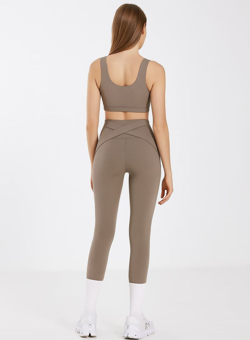 SculptCore Crossover Leggings - Milk Coffee - VECTOR SPORTSWEAR