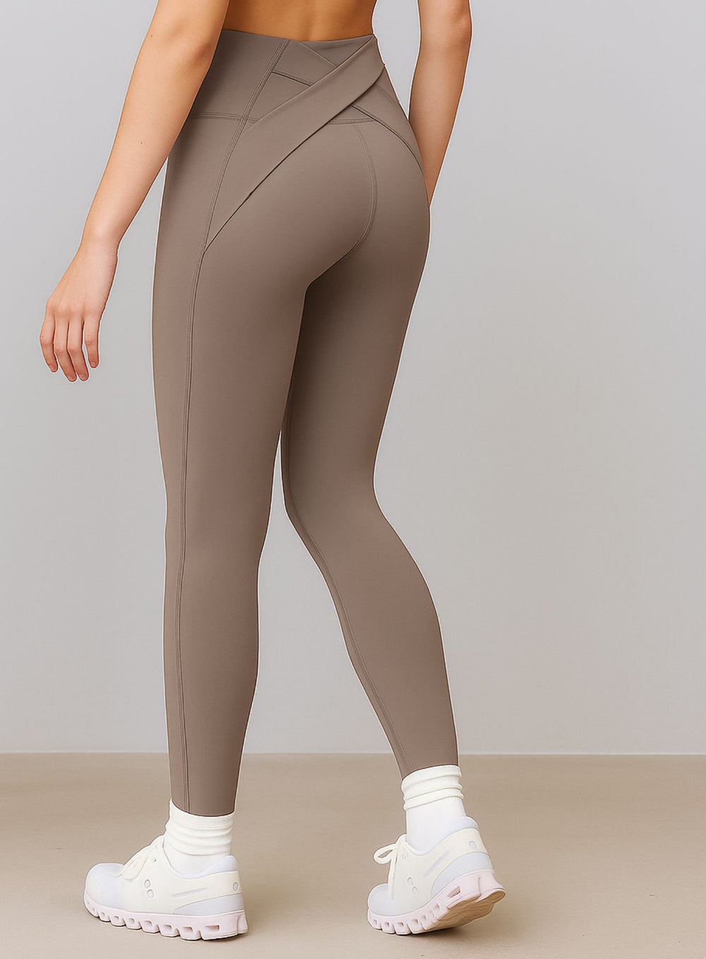 SculptCore Crossover Leggings - Milk Coffee - VECTOR SPORTSWEAR