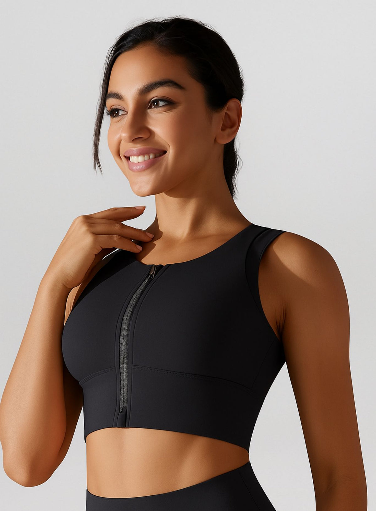 SculptEase Zipper Bra - Black - VECTOR SPORTSWEAR Main image