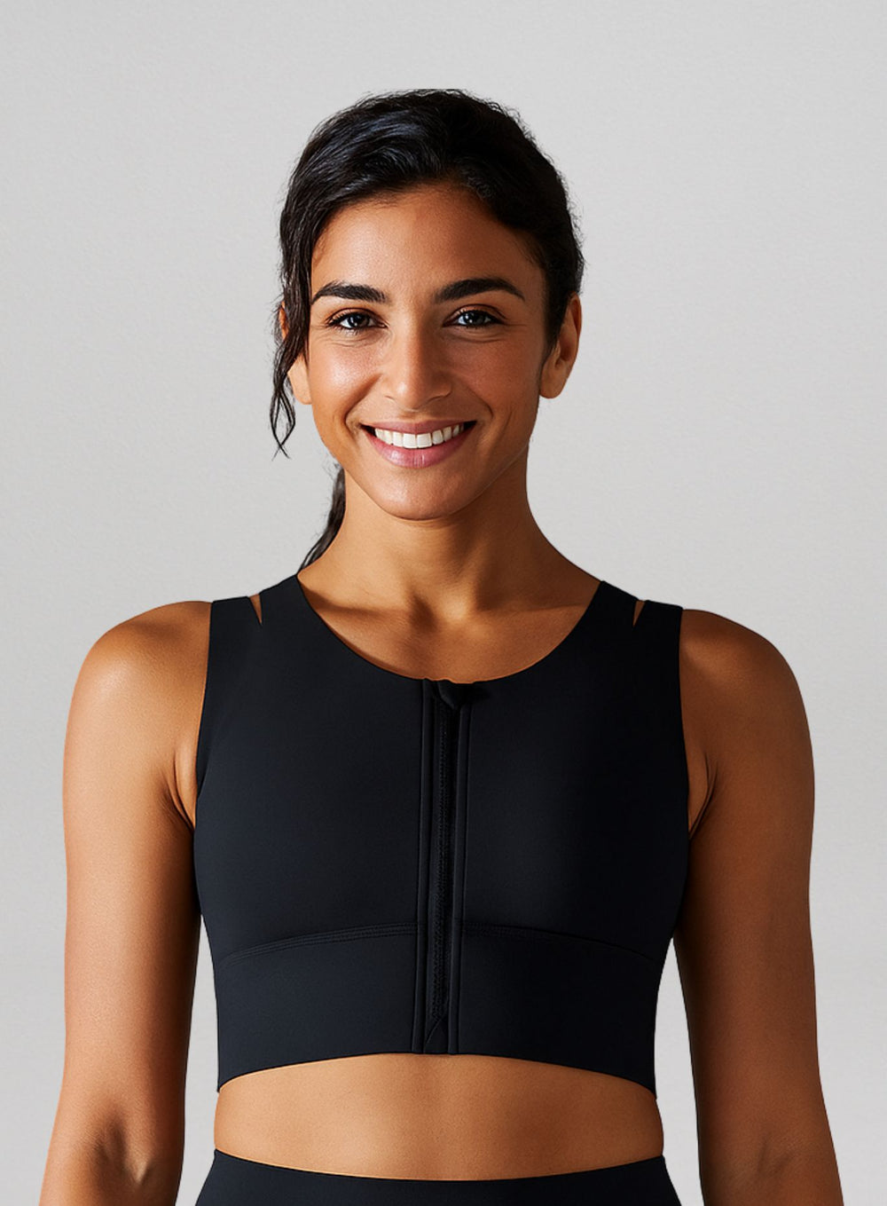 SculptEase Zipper Bra - Black - VECTOR SPORTSWEAR