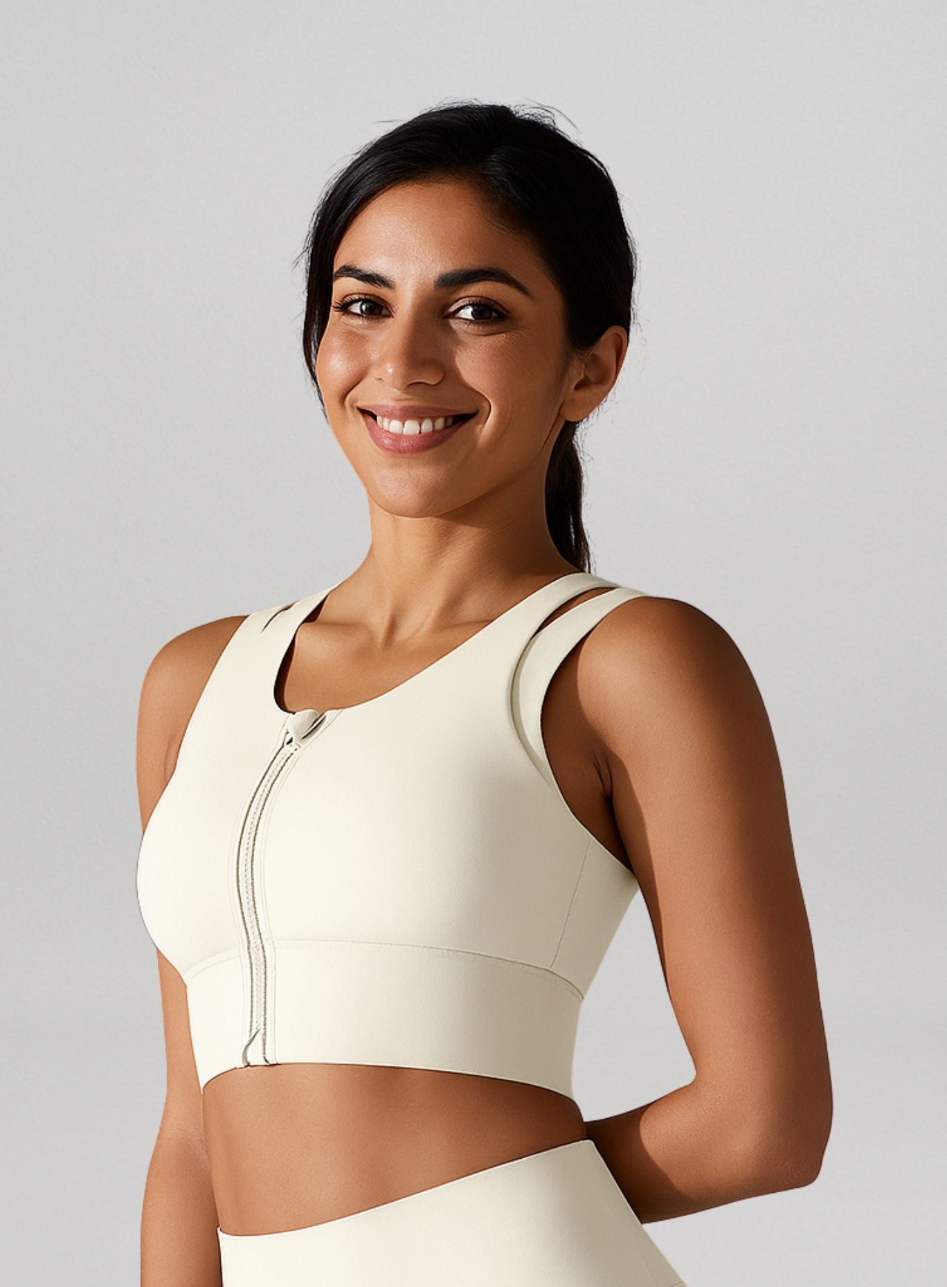 SculptEase Zipper Bra - Light Ivory