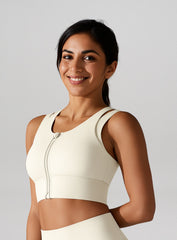 SculptEase Zipper Bra - Light Ivory