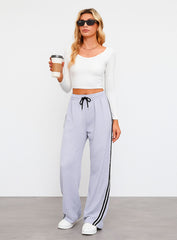 Streetwear Wide Leg Sweatpants - Light Grey