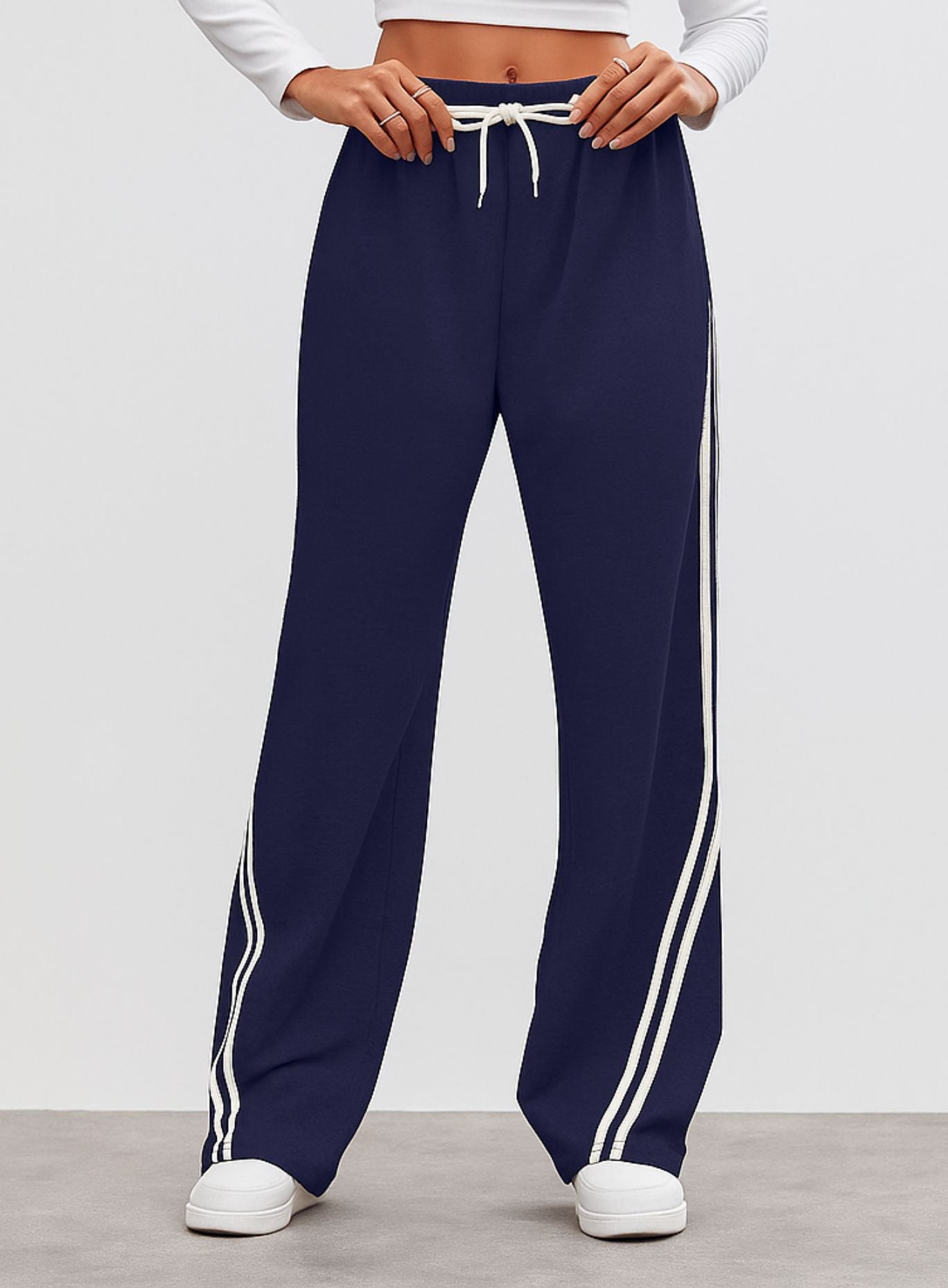 Streetwear Wide Leg Sweatpants - Navy Blue
