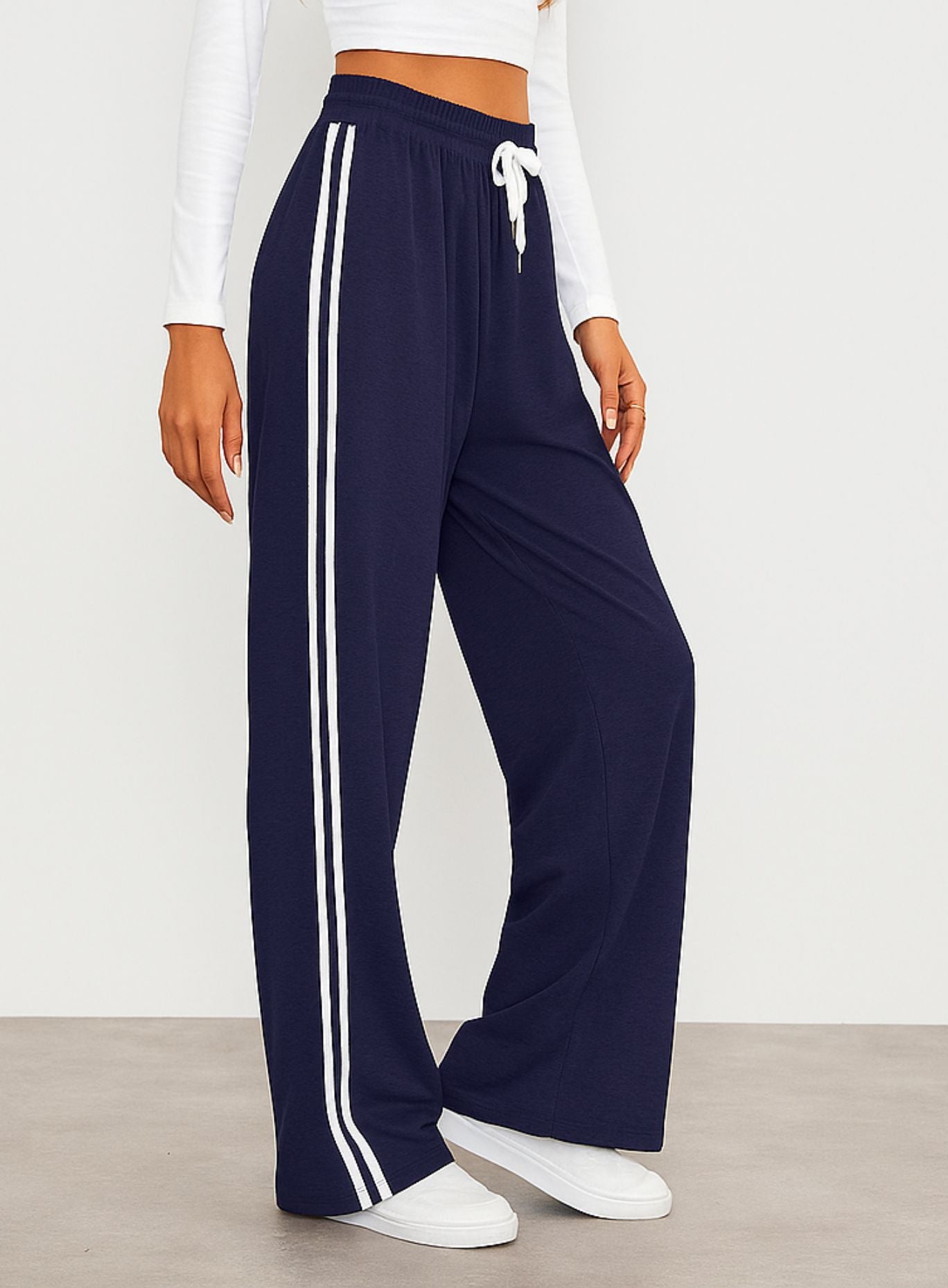 Streetwear Wide Leg Sweatpants - Navy Blue