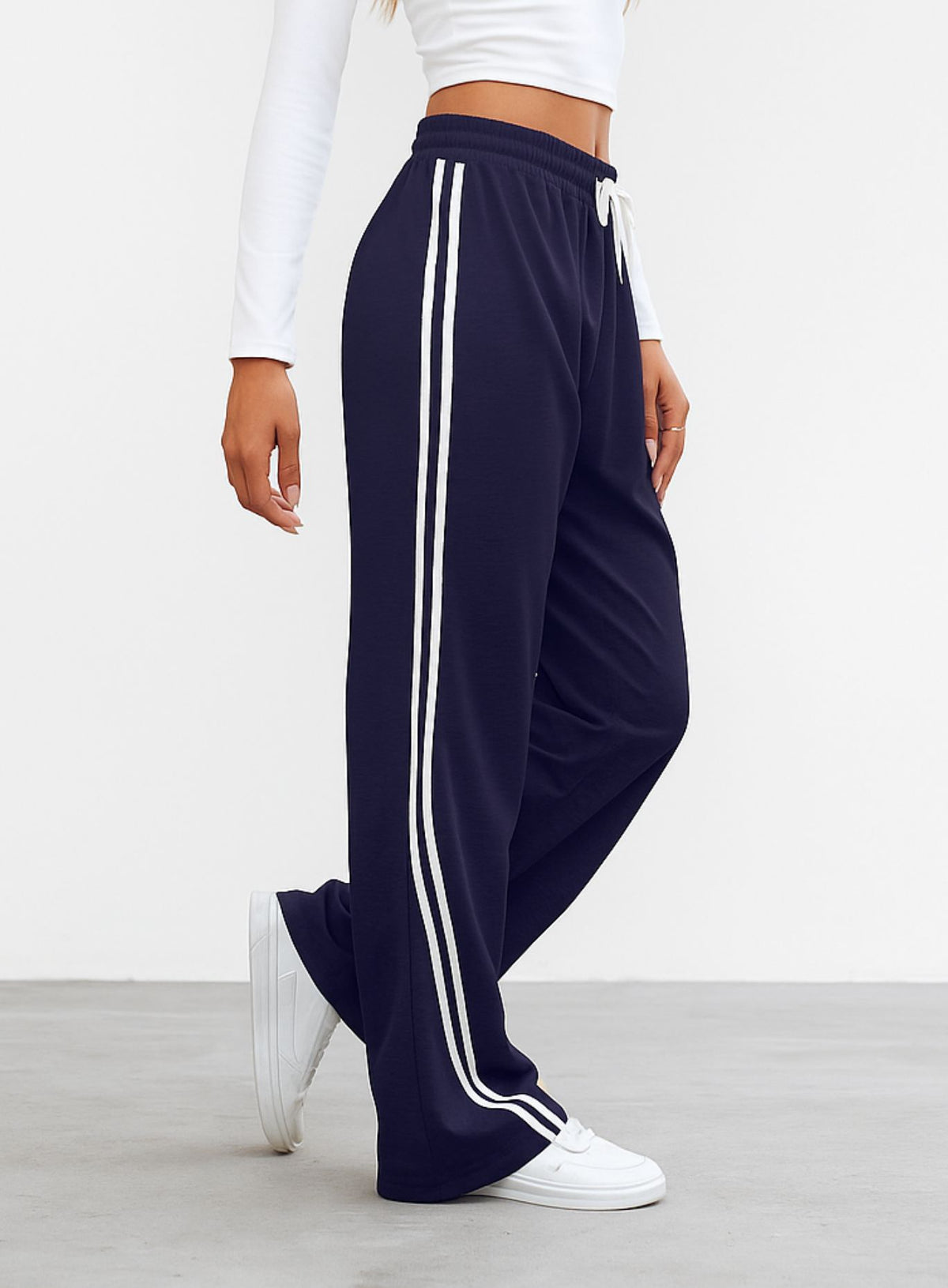 Streetwear Wide Leg Sweatpants - Navy Blue