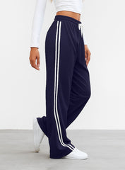Streetwear Wide Leg Sweatpants - Navy Blue