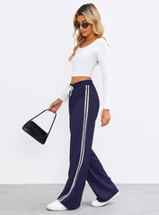 Streetwear Wide Leg Sweatpants - Navy Blue
