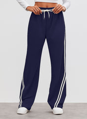 Streetwear Wide Leg Sweatpants - Navy Blue