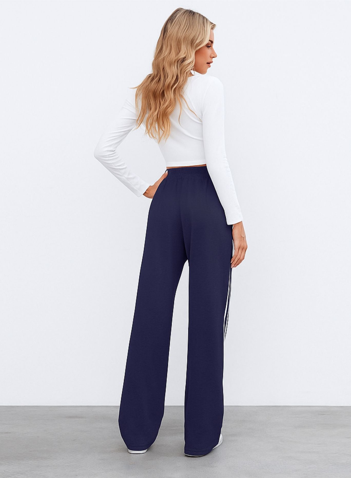 Streetwear Wide Leg Sweatpants - Navy Blue