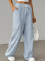 Striped Cargo Lounge Pants - White & Blue - VECTOR SPORTSWEAR