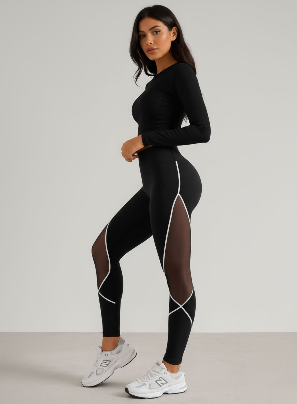 THRUD - Lacy Lattice Legging - Black & White - VECTOR SPORTSWEAR