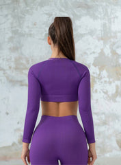 VESTA -  HYDRAFIT RIBBED SEAMLESS LONG SLEEVES - PURPLE