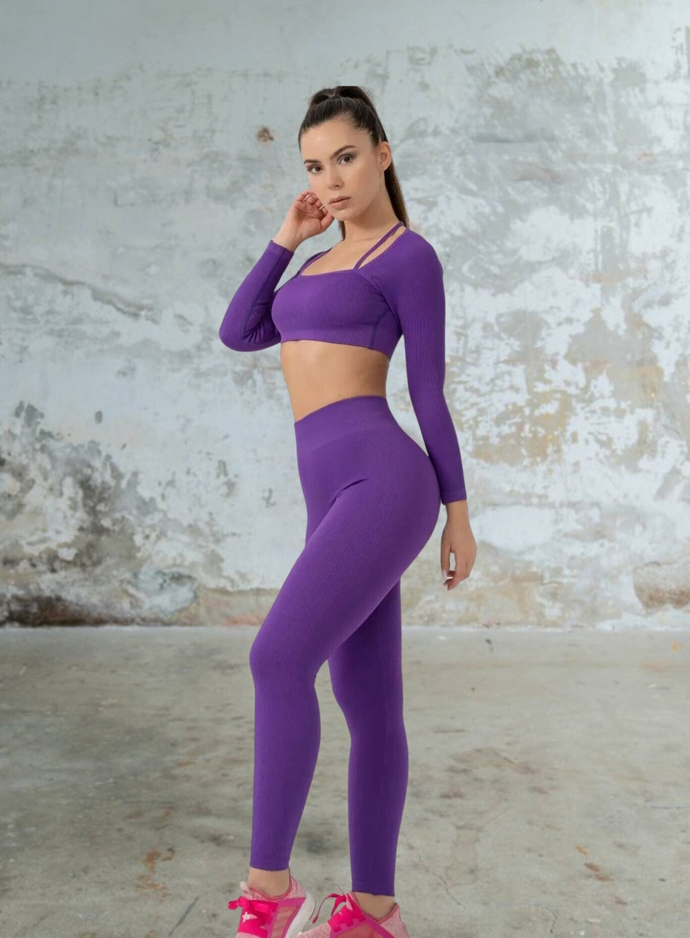 VESTA - HYDRAFIT RIBBED SEAMLESS LONG SLEEVES - PURPLE - VECTOR SPORTSWEAR