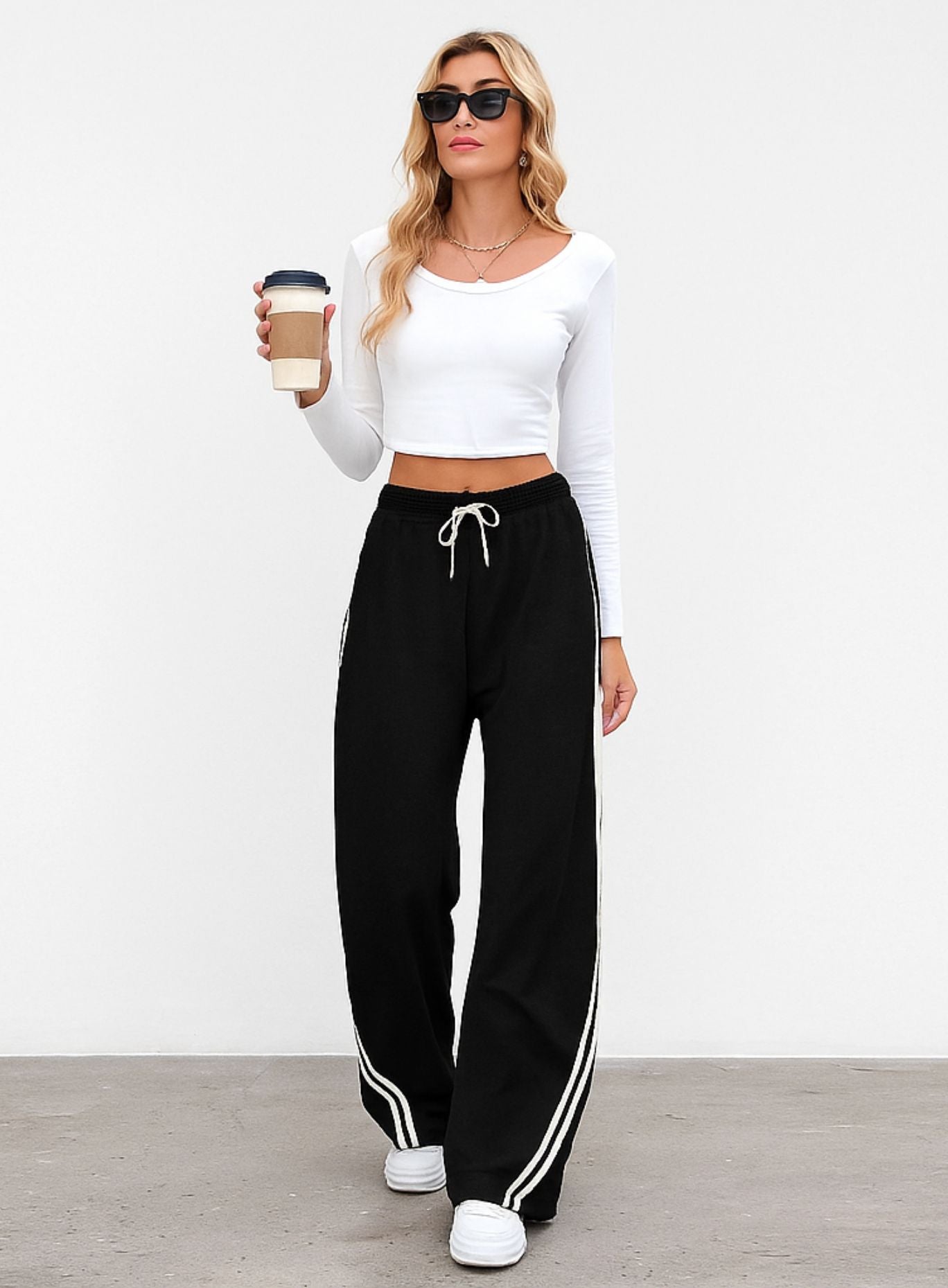 Streetwear Wide Leg Sweatpants - Black