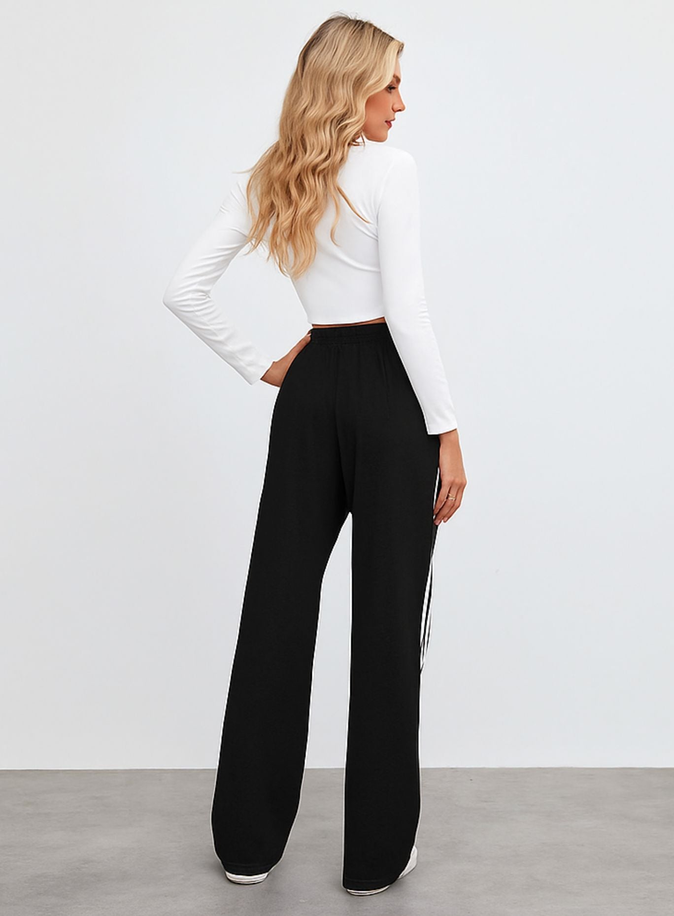 Streetwear Wide Leg Sweatpants - Black