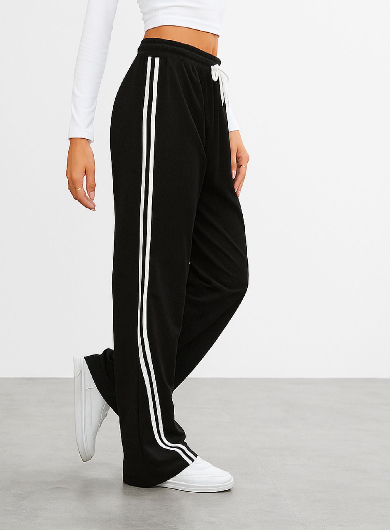 Streetwear Wide Leg Sweatpants - Black