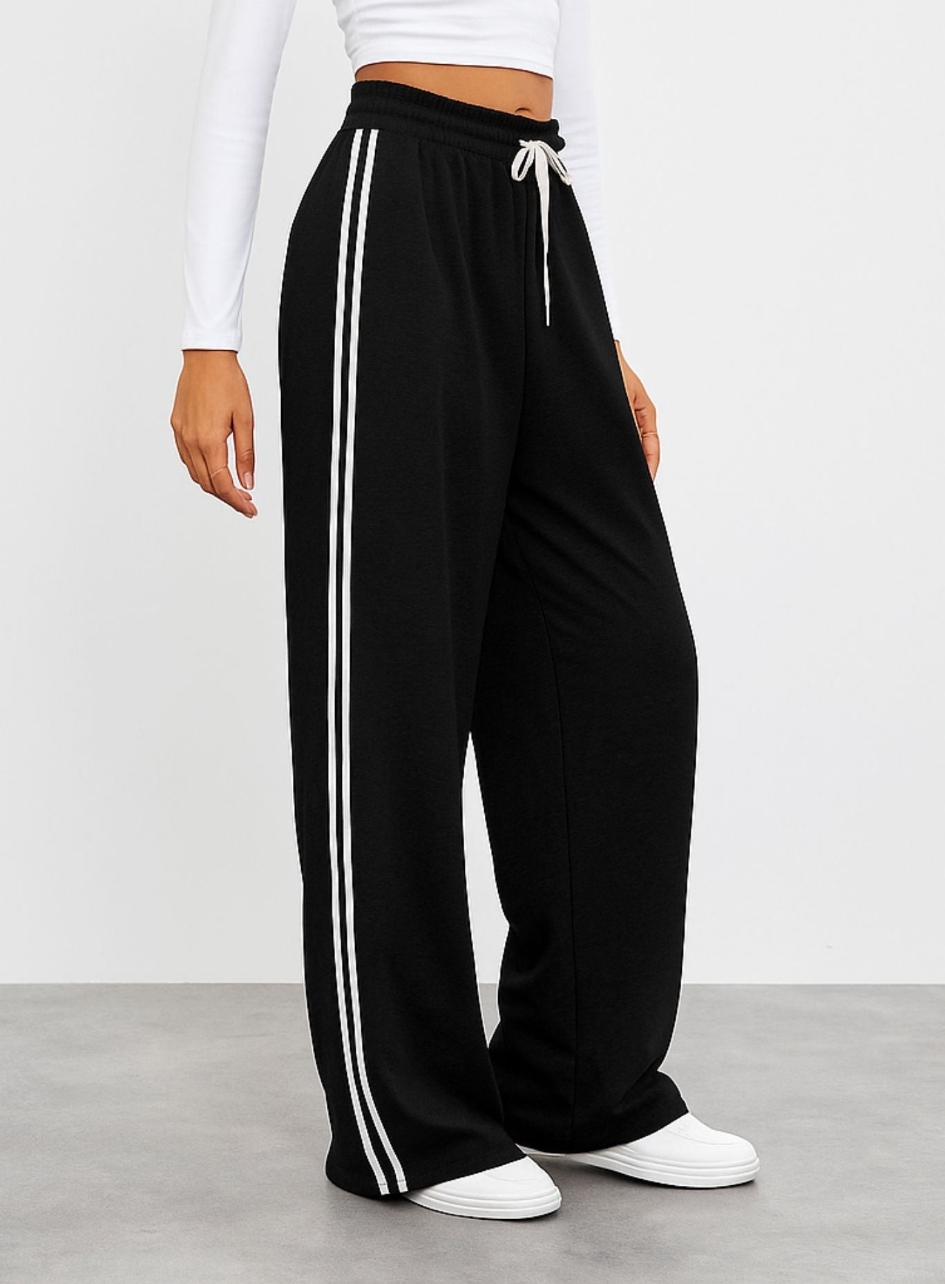 Streetwear Wide Leg Sweatpants - Black