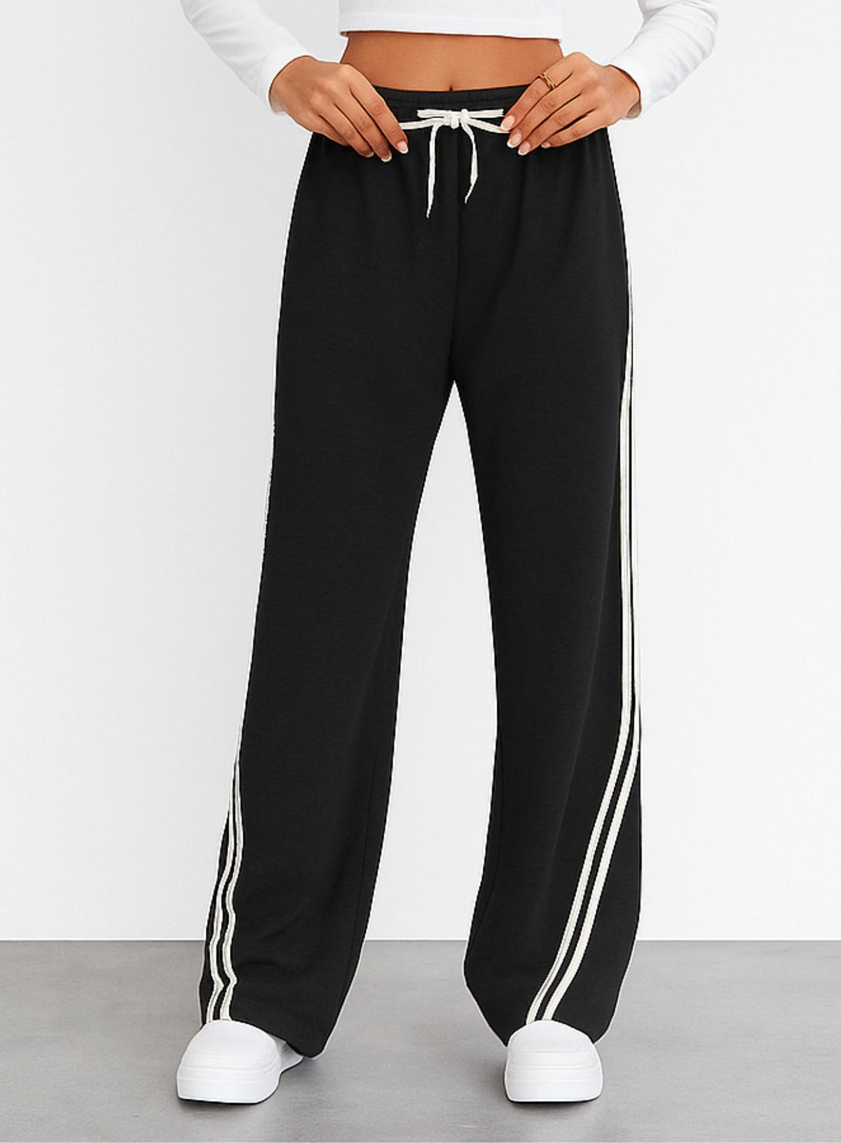 Streetwear Wide Leg Sweatpants - Black