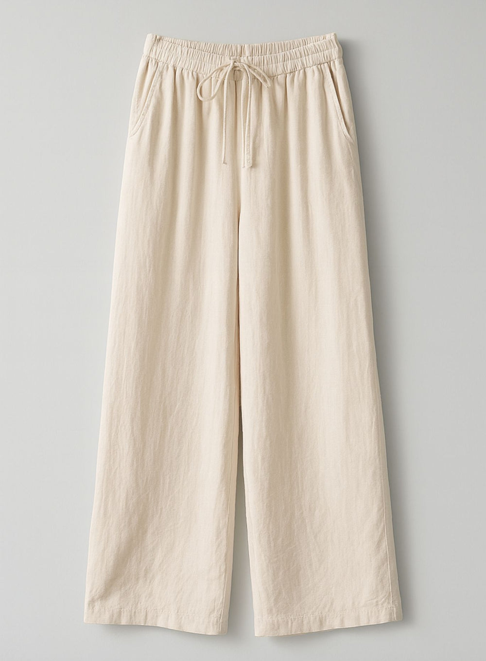 Linen Lounge Wide - Leg Pants - Light Beige - VECTOR SPORTSWEAR
