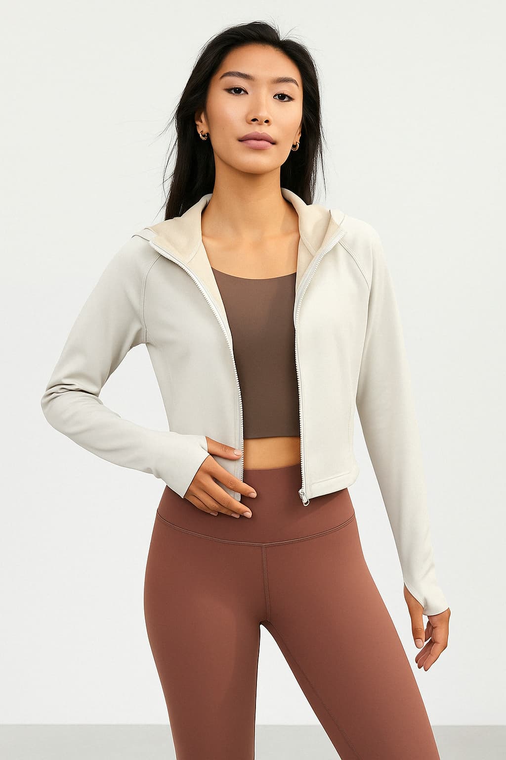 VelviLite Luxe Zip Hoodie Milky White