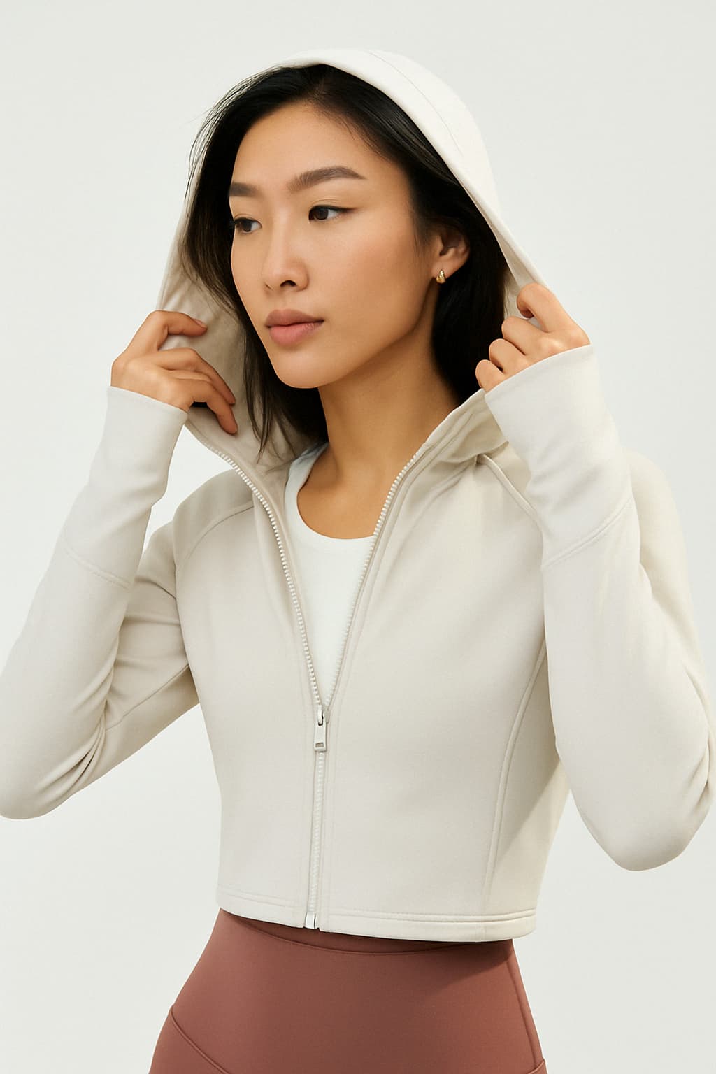 VelviLite Luxe Zip Hoodie Milky White
