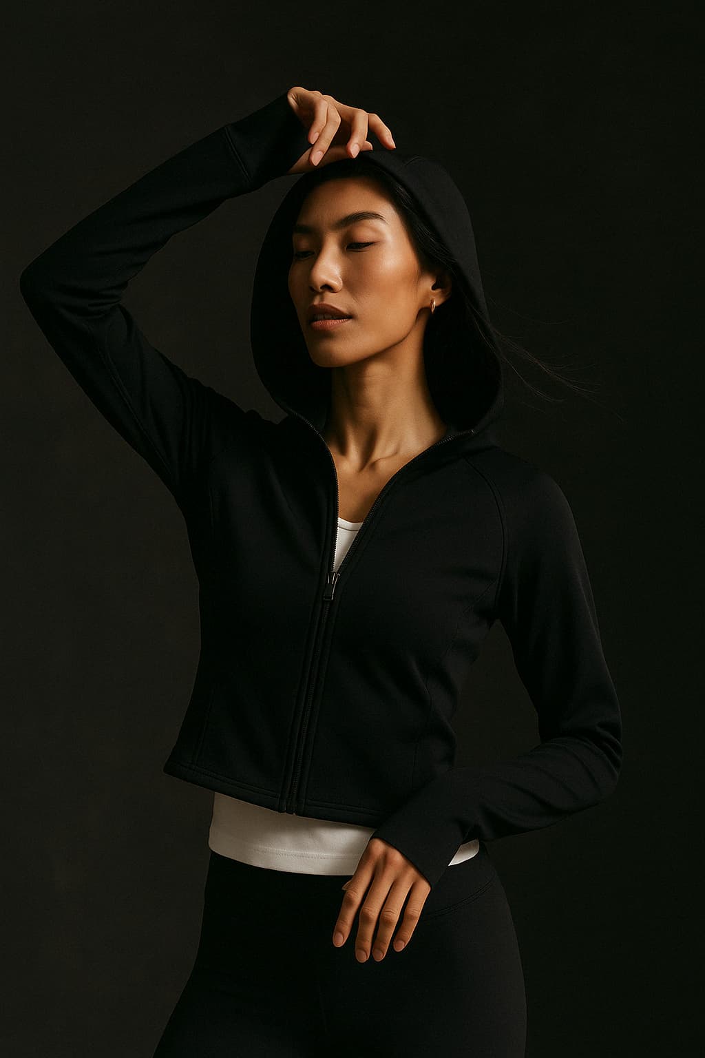 VelviLite Luxe Zip Hoodie Black