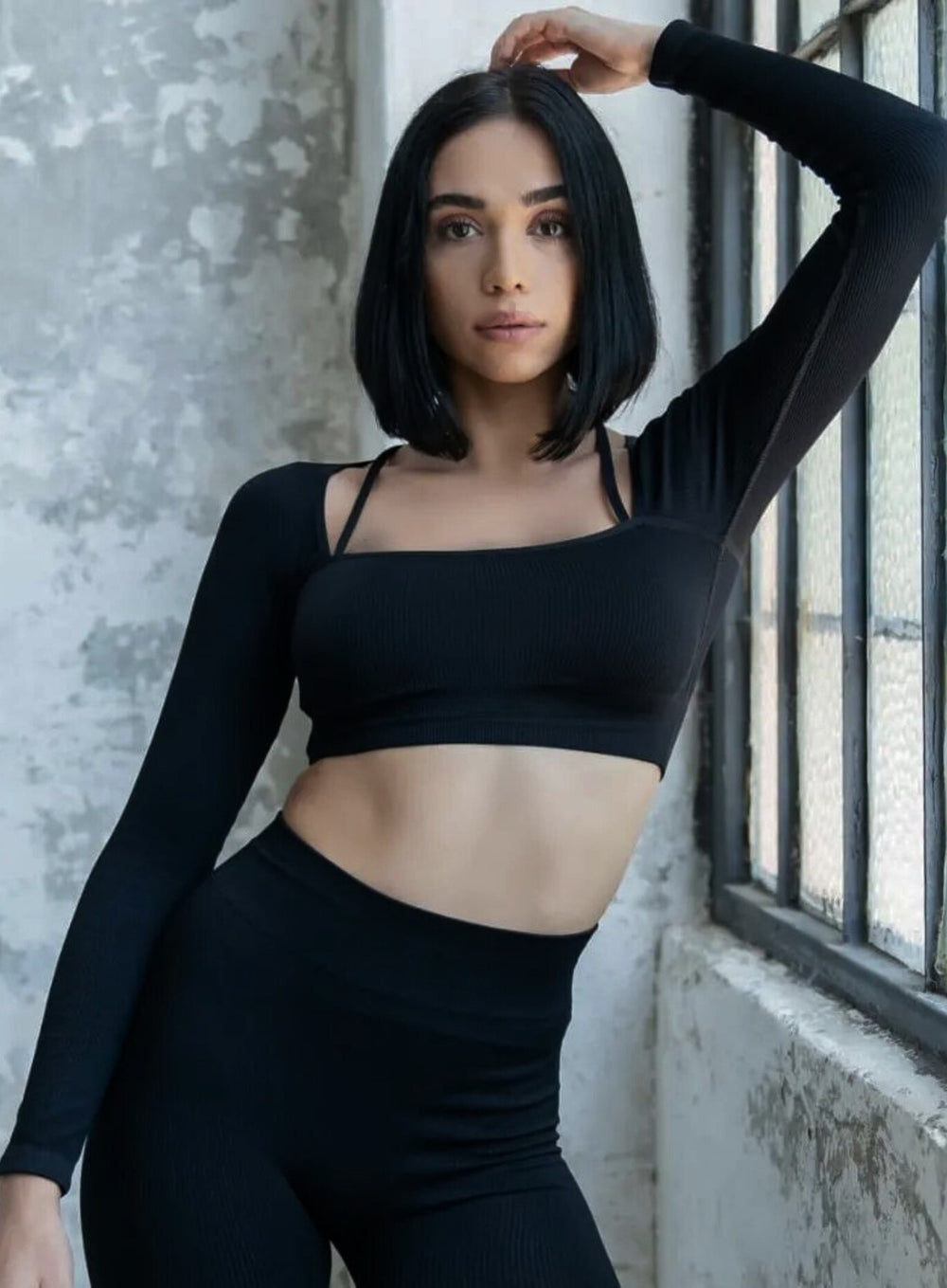 VESTA - HYDRAFIT RIBBED SEAMLESS LONG SLEEVES - BLACK - VECTOR SPORTSWEAR