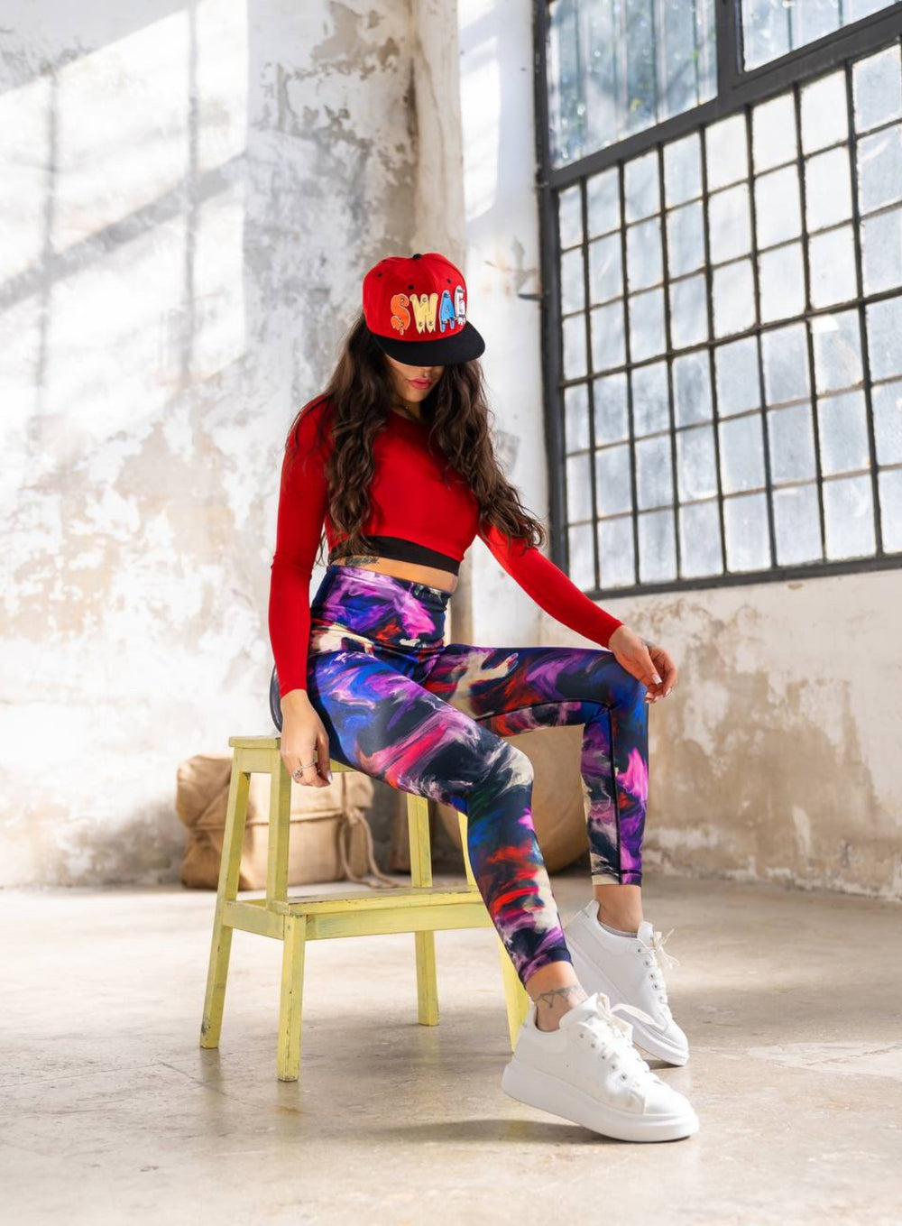 ARTEMES - LACY LONG SLEEVES + SPORTS BRA - RED - VECTOR SPORTSWEAR