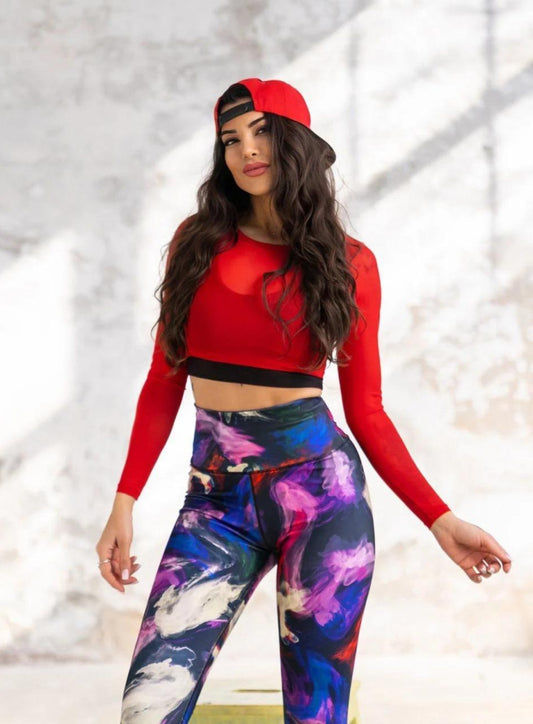 ARTEMES - LACY LONG SLEEVES + SPORTS BRA - RED