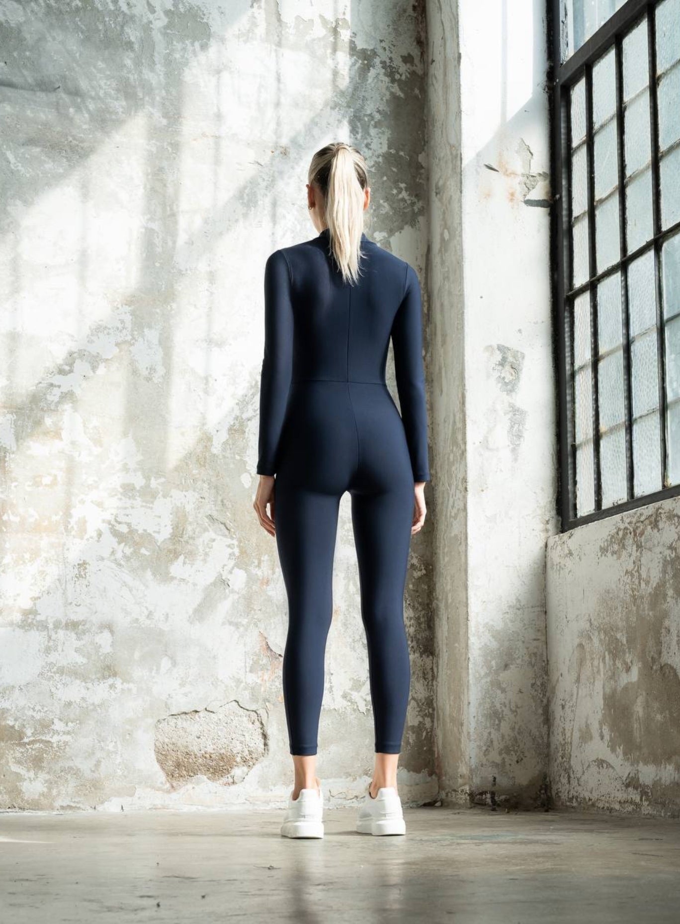 HLIN - ZIPPER LONG SLEEVES JUMPSUIT - NAVY BLUE