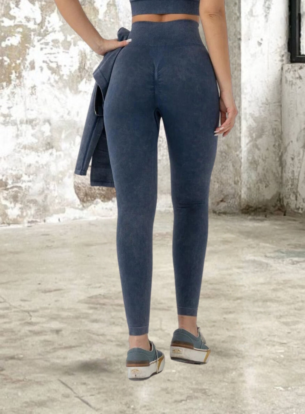 JORD - HYDRAFIT SEAMLESS PUSH UP ACID WASH LEGGING - BLUE JEANS - VECTOR SPORTSWEAR