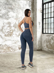 JORD - HYDRAFIT SEAMLESS ACID WASH PUSH UP LEGGING + BRA - FULL SET - BLUE JEANS