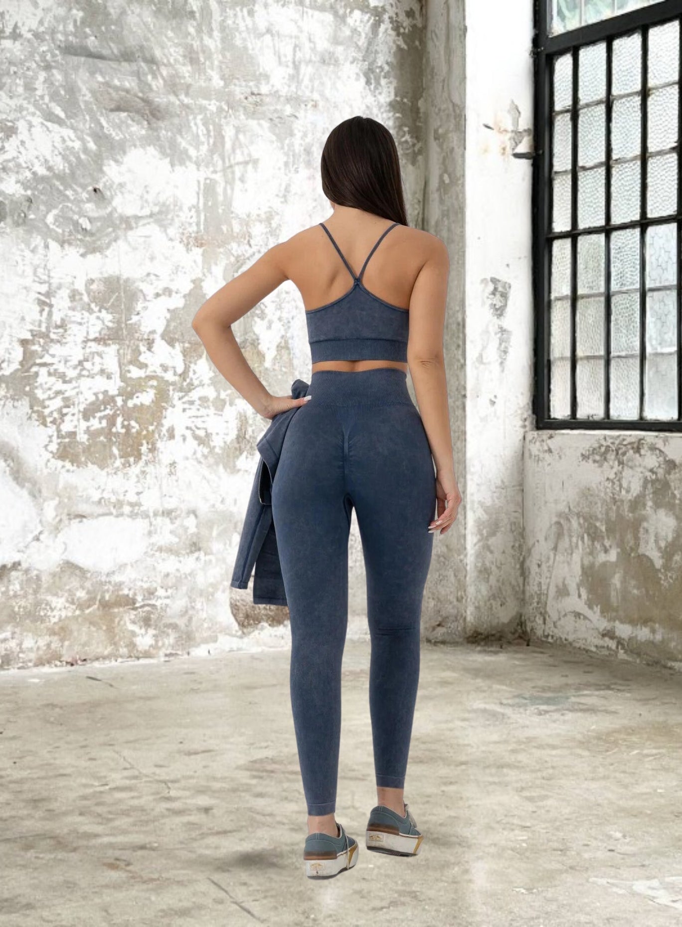 JORD - HYDRAFIT SEAMLESS ACID WASH PUSH UP LEGGING + BRA - FULL SET - BLUE JEANS