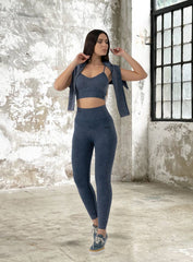 JORD - HYDRAFIT SEAMLESS ACID WASH PUSH UP LEGGING + BRA - FULL SET - BLUE JEANS