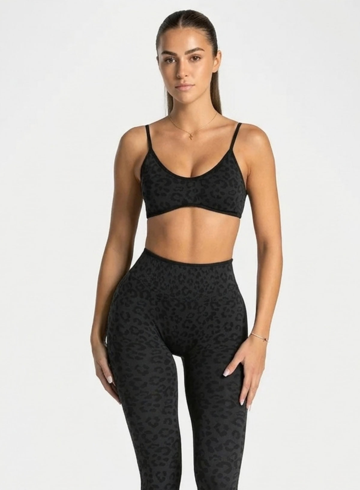 Athletica™ Leopard Sports Bra – Black