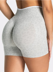 Leopard Scrunch Shorts - Silver Gray