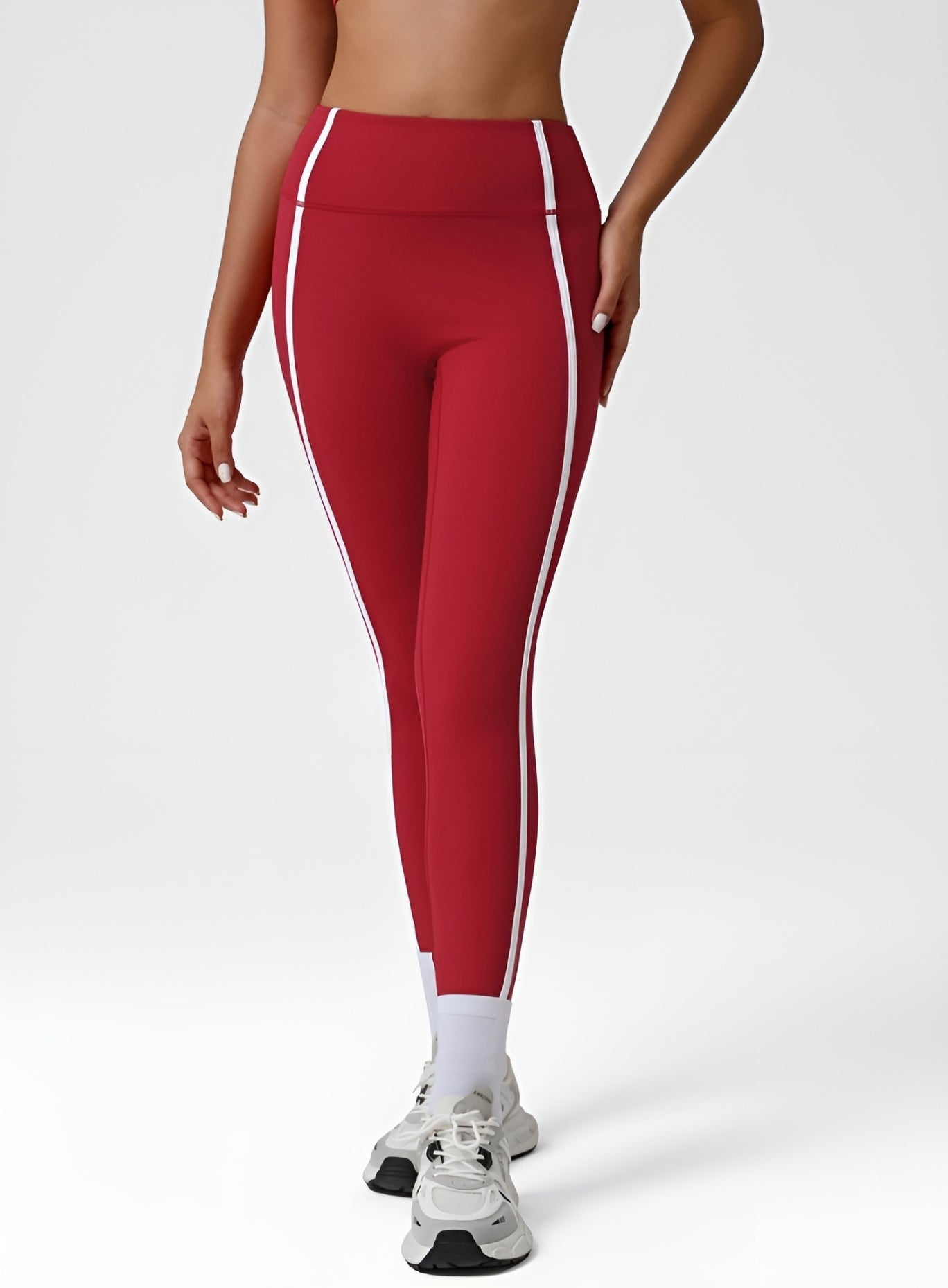 PowerFlex Sculpt Stripe Leggings - Ruby Red - VECTOR SPORTSWEAR