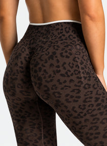 HydraFit Leopard Scrunch Leggings - Espresso