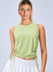 AURA™ Adjustable Ruched Tank - Pistachio Green.