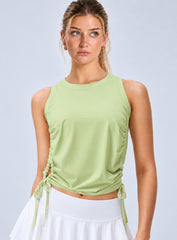 AURA™ Adjustable Ruched Tank - Pistachio Green.