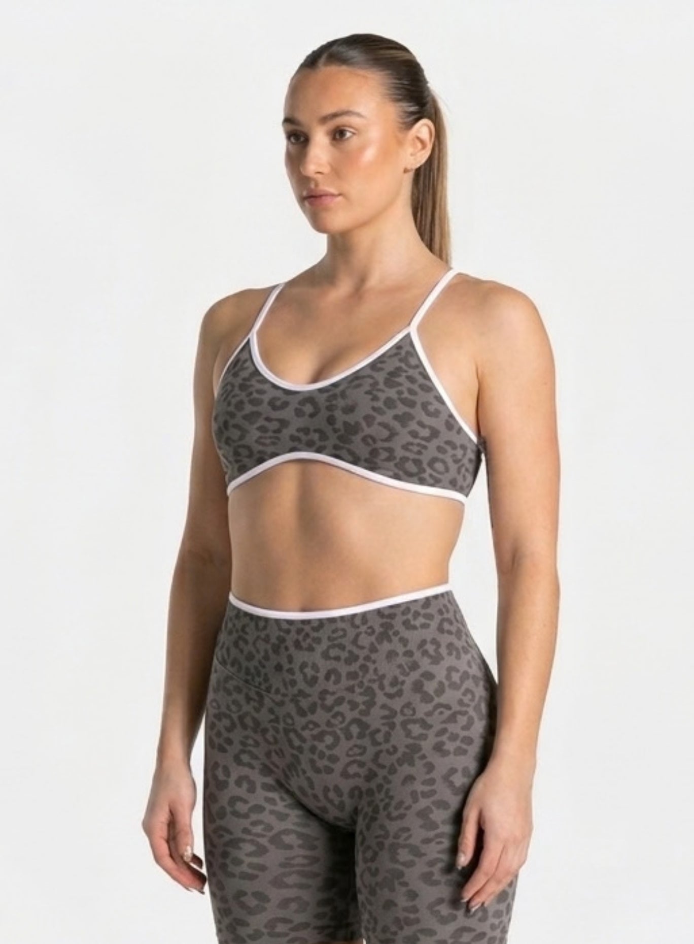 Athletica™ Leopard Sports Bra – Gray